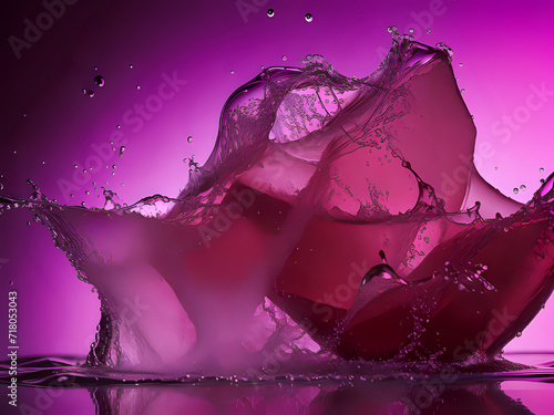 Eis Splash vor einem violettem Hintergrund