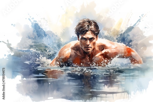 Man in the water. Generation AI