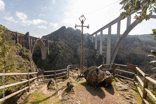 A Ponte Ulla, Spain. The two viaducts of Gundian over the river Ulla photo