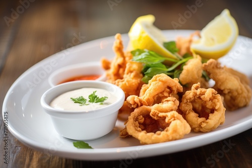 fried calamari rings with marinara dipping sauce