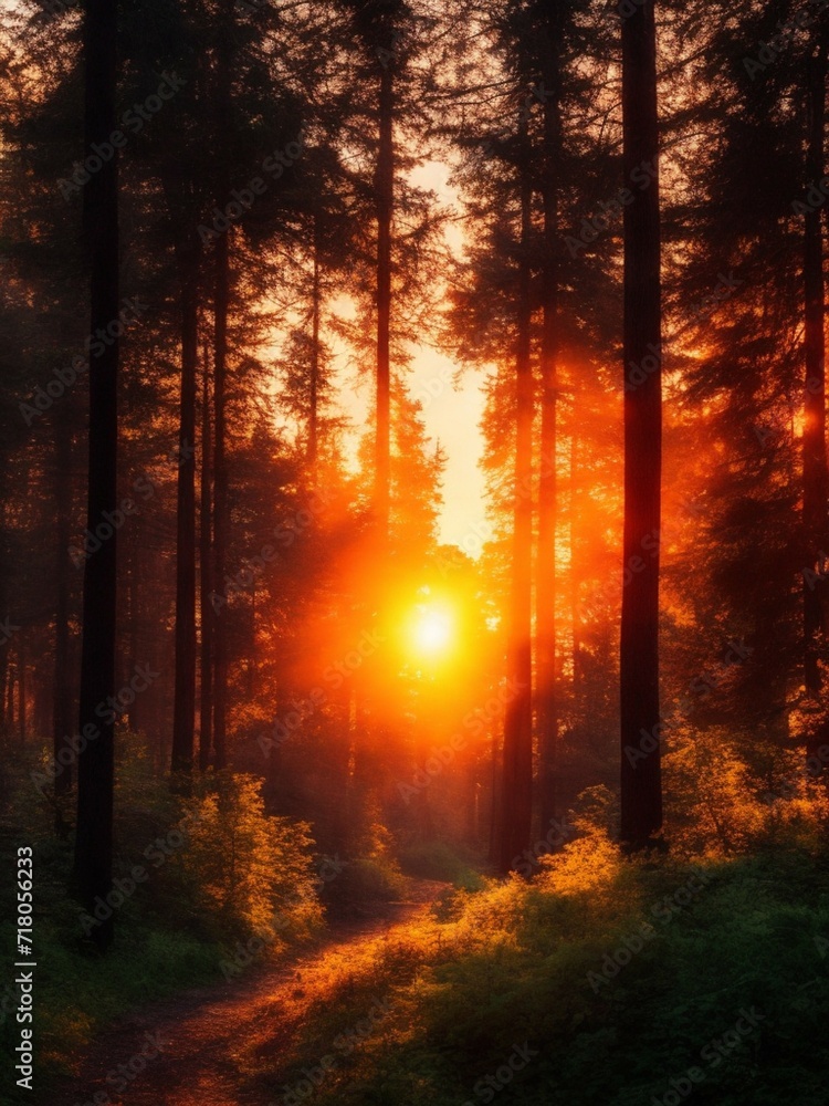 Obraz premium sunrise in the forest