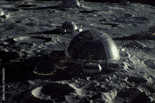 A human colony on the Moon. Created with Generative AI technology