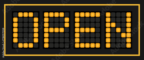 Orange color led banner in word open on black background