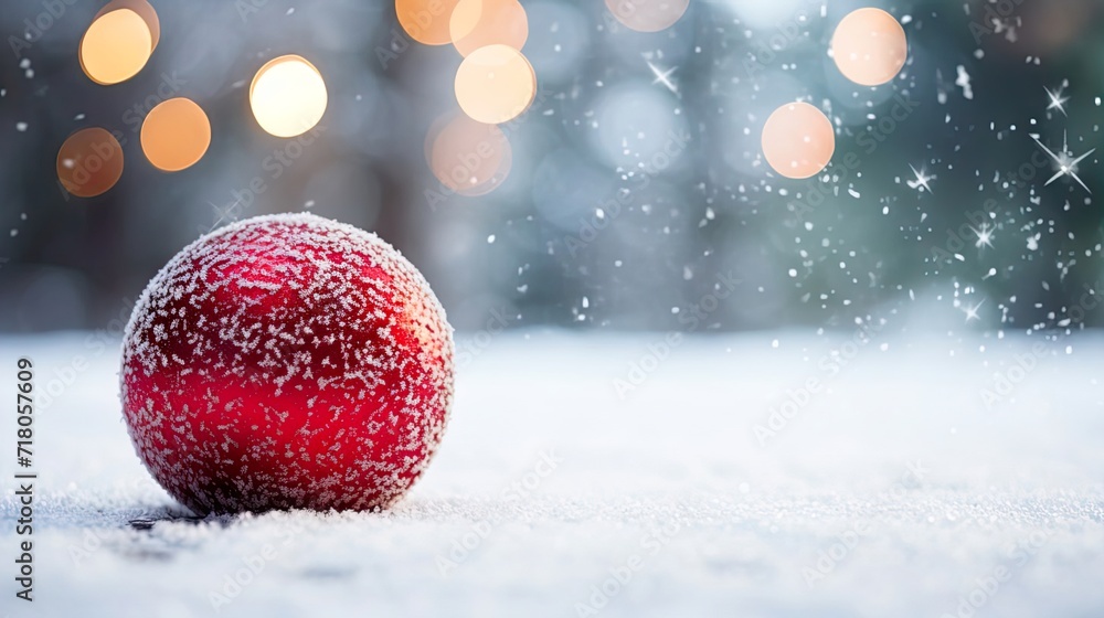 Christmas ball in winter setting,Winter holidays concept. Christmas ball in winter setting,Winter holidays concept.
