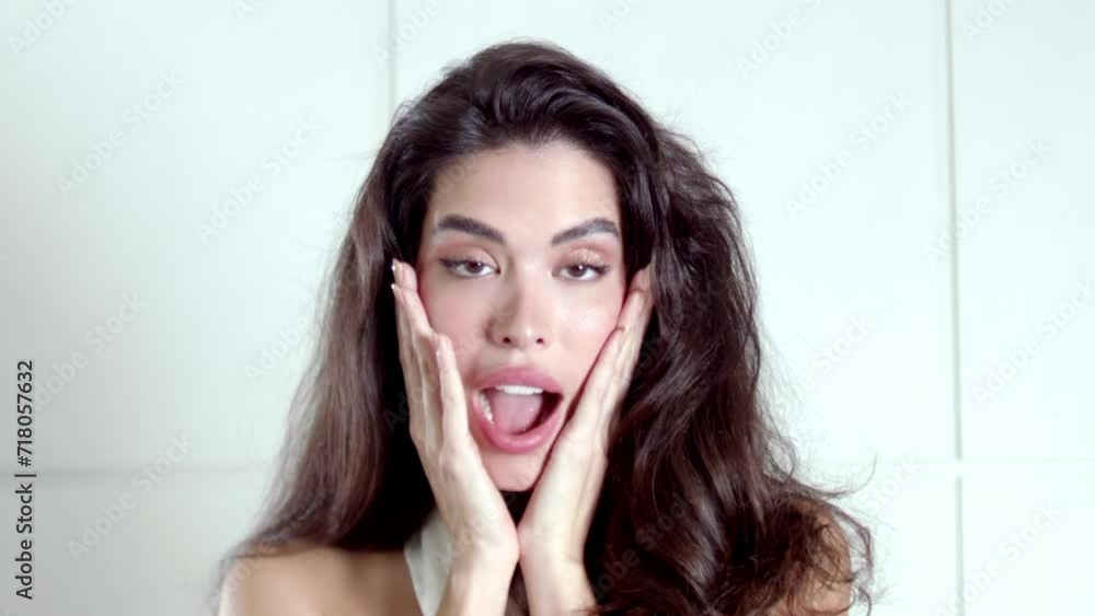 Female demonstrating surprise and disbelief. Body and facial gestures Female demonstrating surprise and disbelief. Body and facial gestures