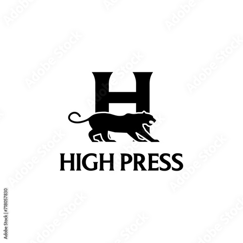 H letter black jaguar logo design