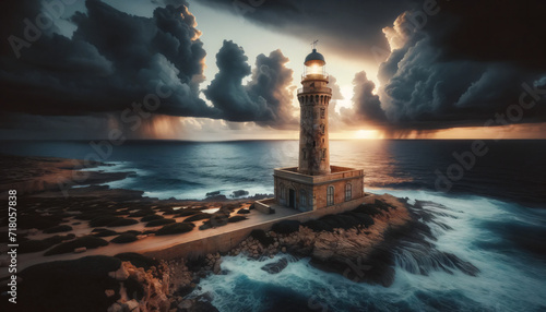 lighthouse on the coast, storm coming