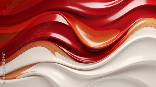A sophisticated paper card with deep, rich colors and a glossy, varnished finish, creating an impactful visual against the white background. abstract red wave