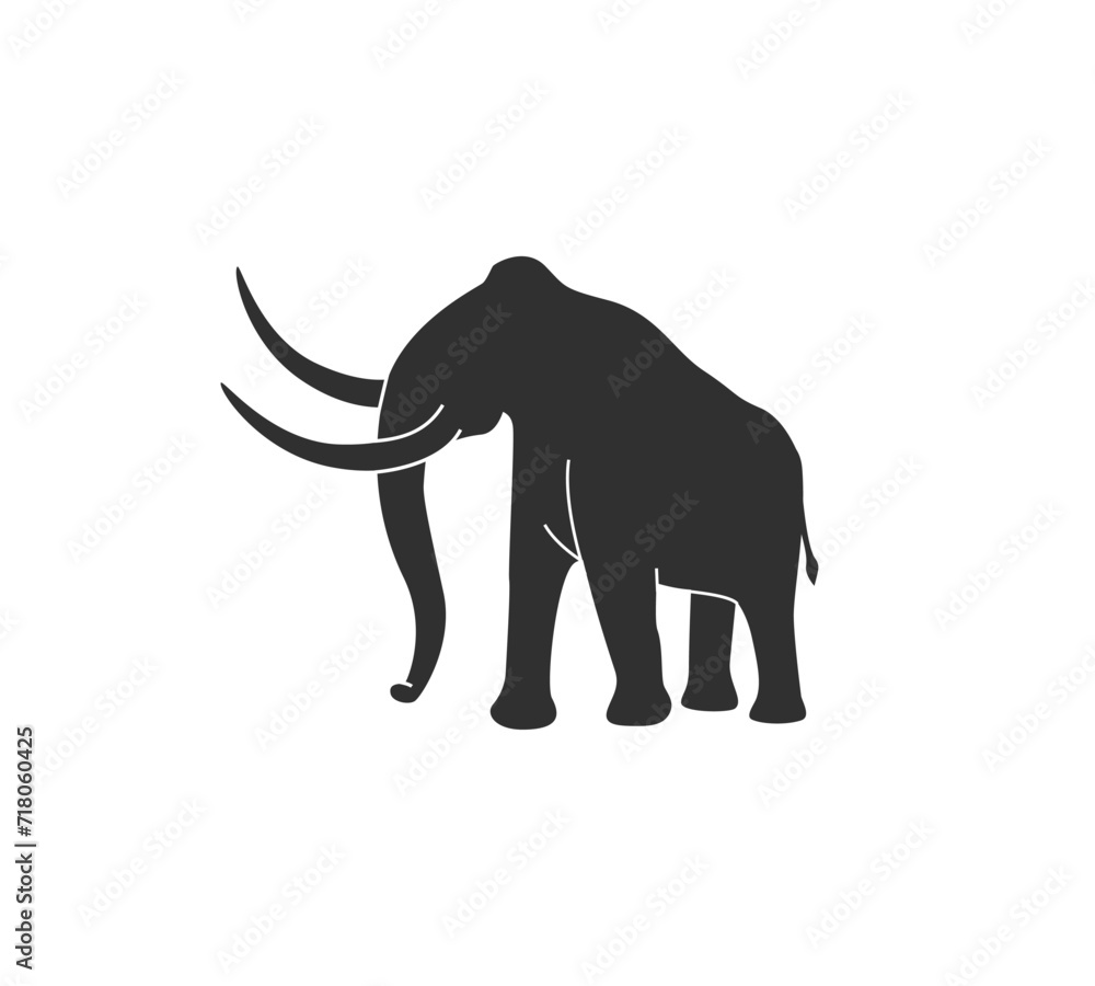 Obraz premium Elephant silhouette, logo.Vector illustration isolated white background