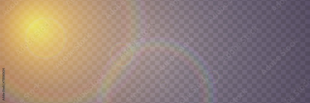 Bright light with glare and reflection of the camera lens. Sun, sun rays, dawn, lens flare on a transparent background.
Bright light with glare and reflection of the camera lens. Sun, sun rays, dawn, lens flare on a transparent background.