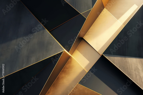 Close Up of Gold and Black Wall, Detailed Texture of Elegant Interior Design photo