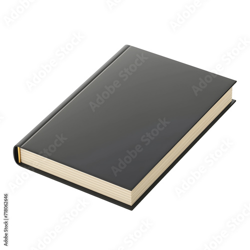 Mockup of the closed black book on PNG. 