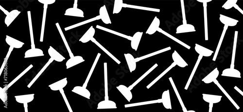 Toilet, wc plunger icon for pump, drainage pipeline cleaning. Kitchen, bathroom repair tools. rubber handle plungers. Plumber unclogging sewerage. Clogged sewer.