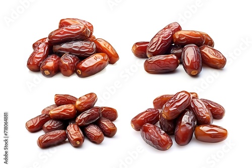 A pile of fresh and shiny dates isolated on a white background. generative AI
