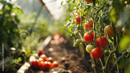 tomatoes growing in a greenhouse from a tomato planter