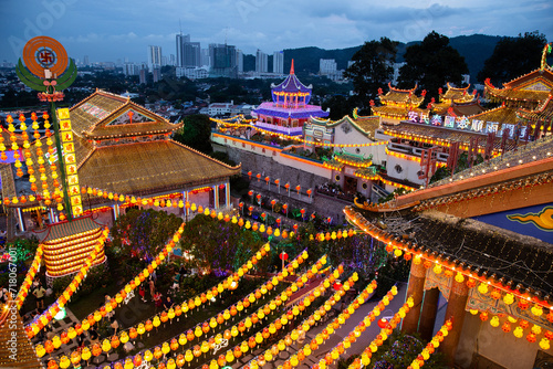 Kek Lok Si Temple covered with lanterns during Chinese new year