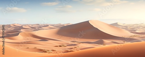 The barren desert landscape is light brown in color. generative AI