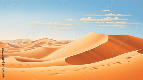 Beautiful expanse of light brown desert with views of the blue sky. generative AI