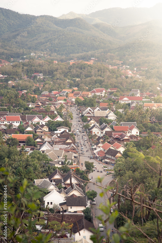 View from above of Luang Prabang during golden sunset View from above of Luang Prabang during golden sunset