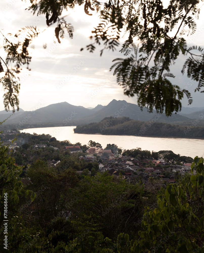 View from above of Luang Prabang during golden sunset View from above of Luang Prabang during golden sunset