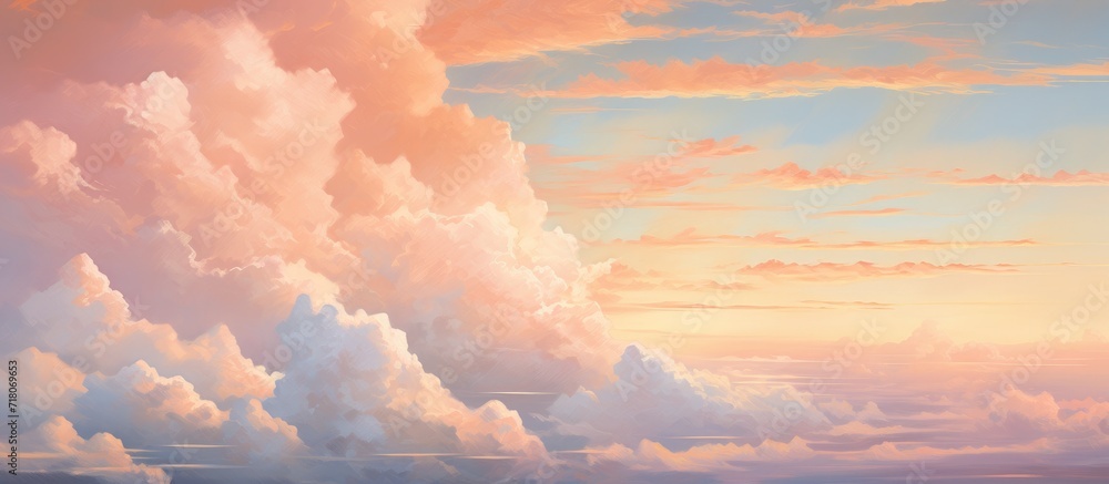 As the sun set, casting hues of pink and orange across the horizon, a beautiful sky unfolded, adorned with fluffy white clouds and a gentle breeze.