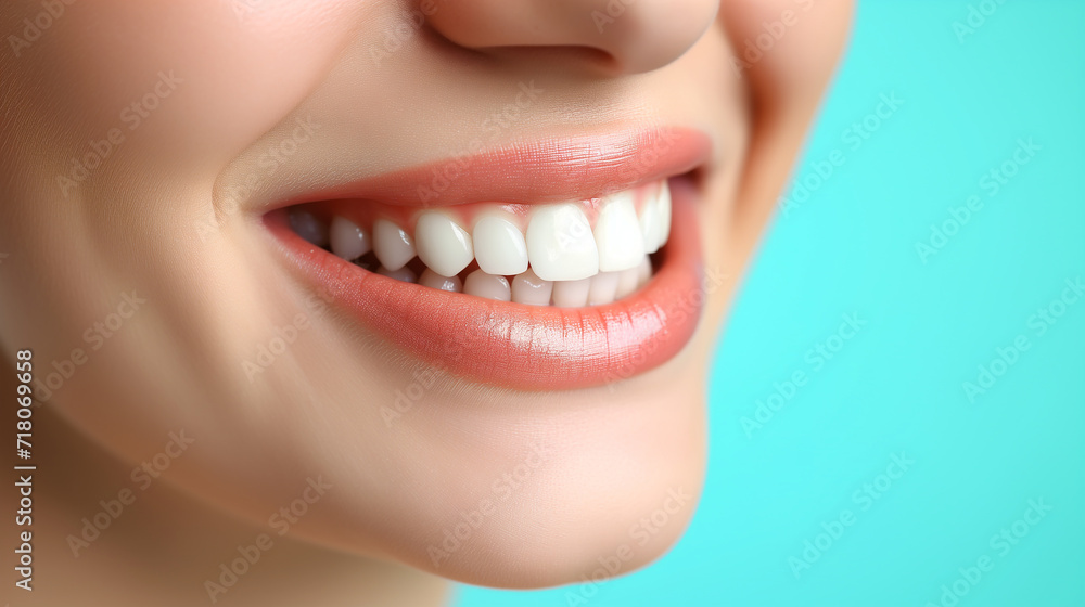 Obraz premium close up of woman smile with healthy teeth
