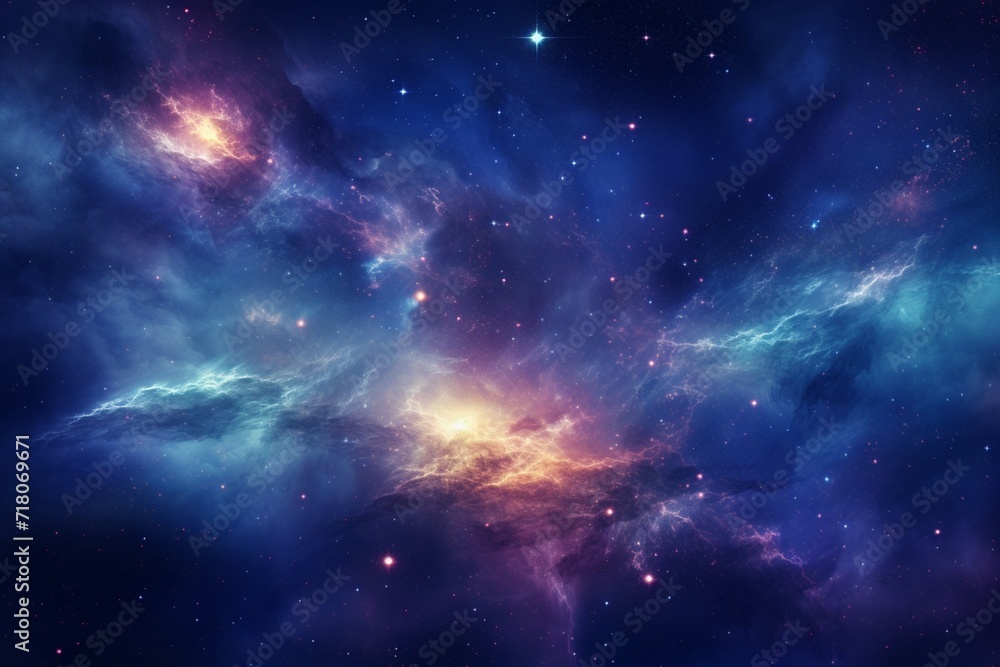 A cosmic-themed background design featuring celestial elements and deep space visuals, providing a mesmerizing and cosmic atmosphere.