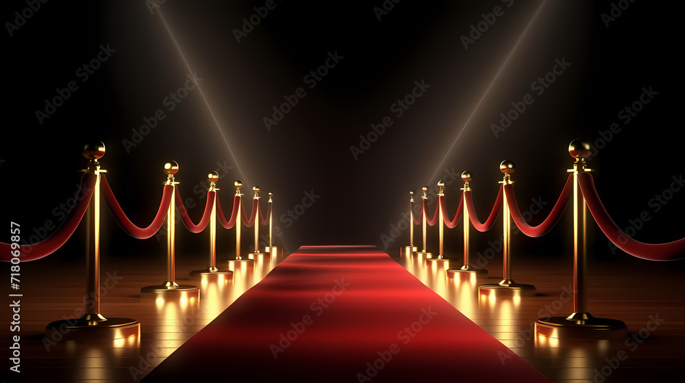 Luxurious and elegant red carpet staircase, holiday awards ceremony event Luxurious and elegant red carpet staircase, holiday awards ceremony event