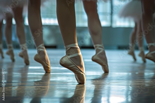 AI generated illustration of ballet dancers in white ballet shoes