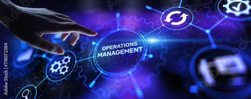 Operation management Business process control optimisation industrial technology concept. photo