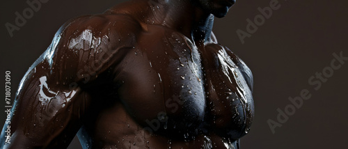 Sculpted muscles glisten, a celebration of human strength and dedication, under a sheen of effort and light © Ai Studio