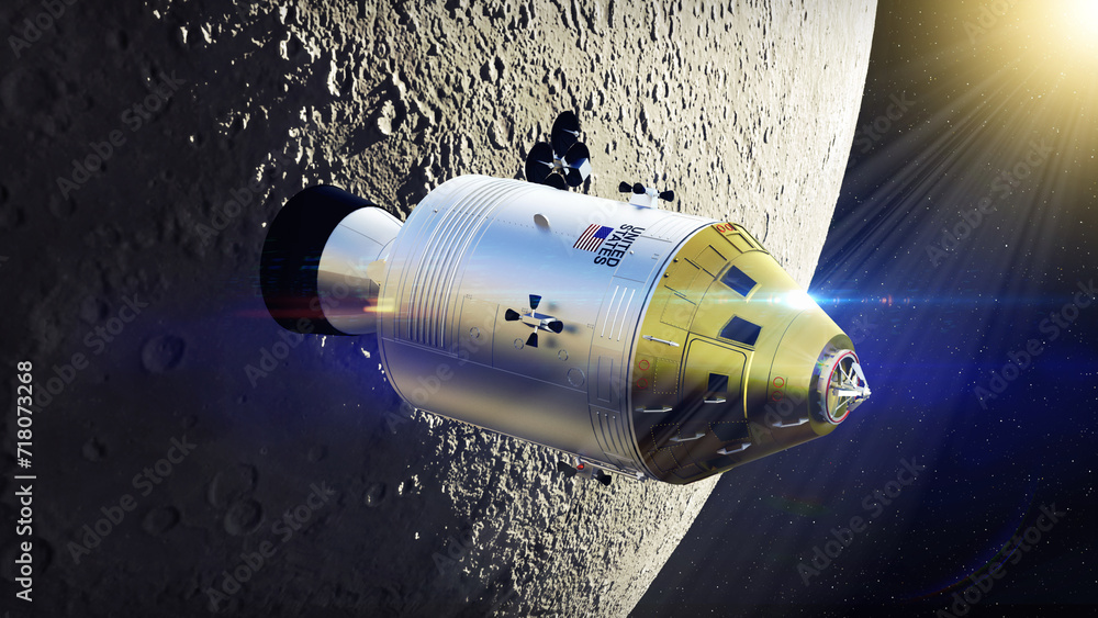 Foto Nasa Apollo command and service module spacecraft orbiting the moon