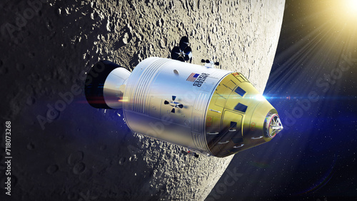 Nasa Apollo command and service module spacecraft orbiting the moon