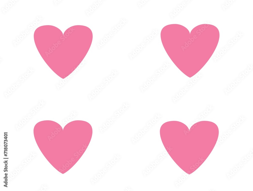 Set of pink hearts on a white background. Pink heart symbol of love, Valentine's Day, wedding.