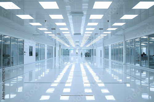 Manufacturing of Semiconductors - Silhouette Lighting Unveils Expansive Spaces of Technology and Precision