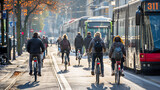 people are riding bikes and riding bicycles on a city street