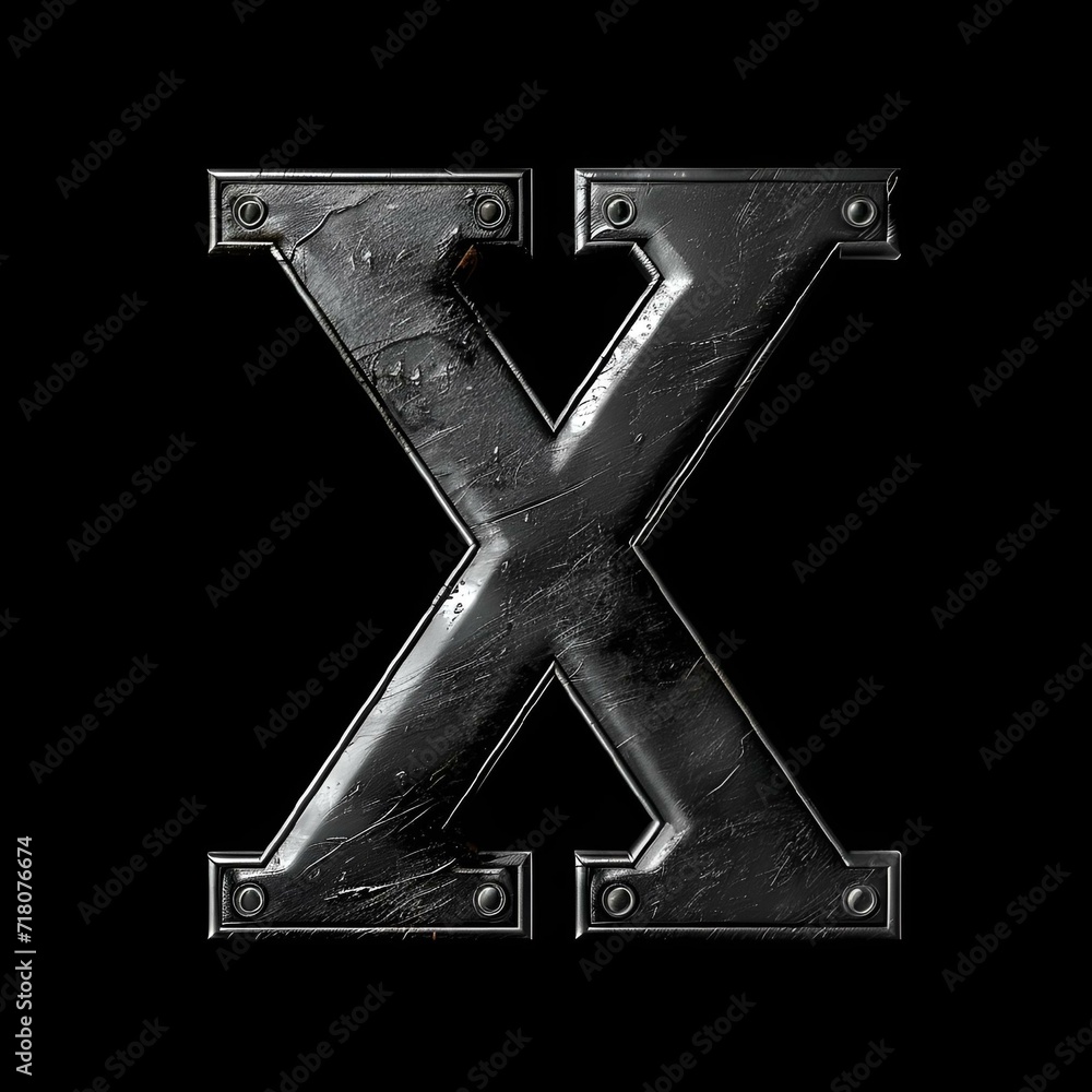 Fotografie Steel x on a black background, AI-generated.