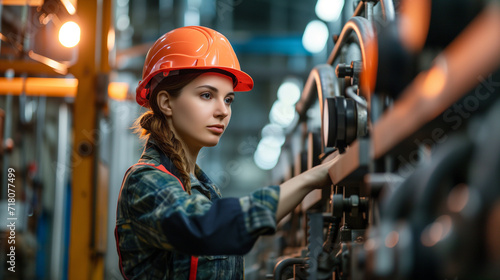 Industrial Precision Female Engineer at Work