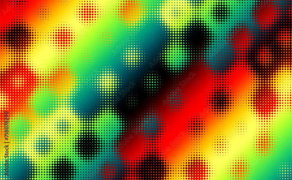 Colourful gradient halftone dots background. Vector illustration. Abstract pop art style dots on abstract blur background