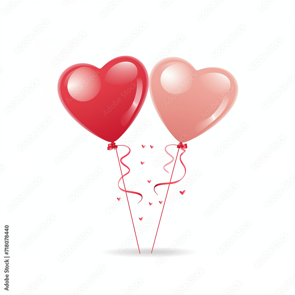 Valentine's Day Balloons No background Heart Shaped Balloon Red