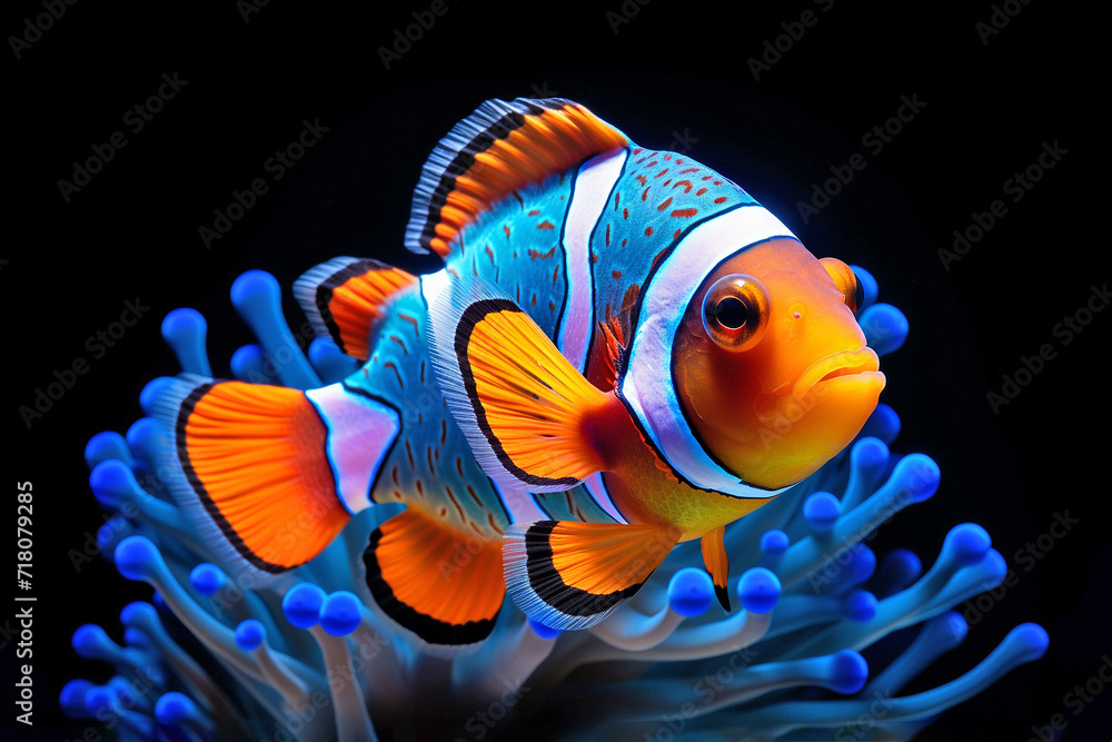 Nemo fish on an anemone underwater reef in the tropical ocean - obrazy, fototapety, plakaty 