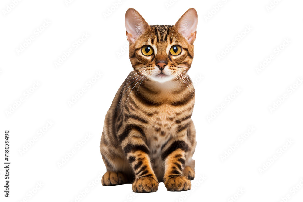 Bengal cat on white background	