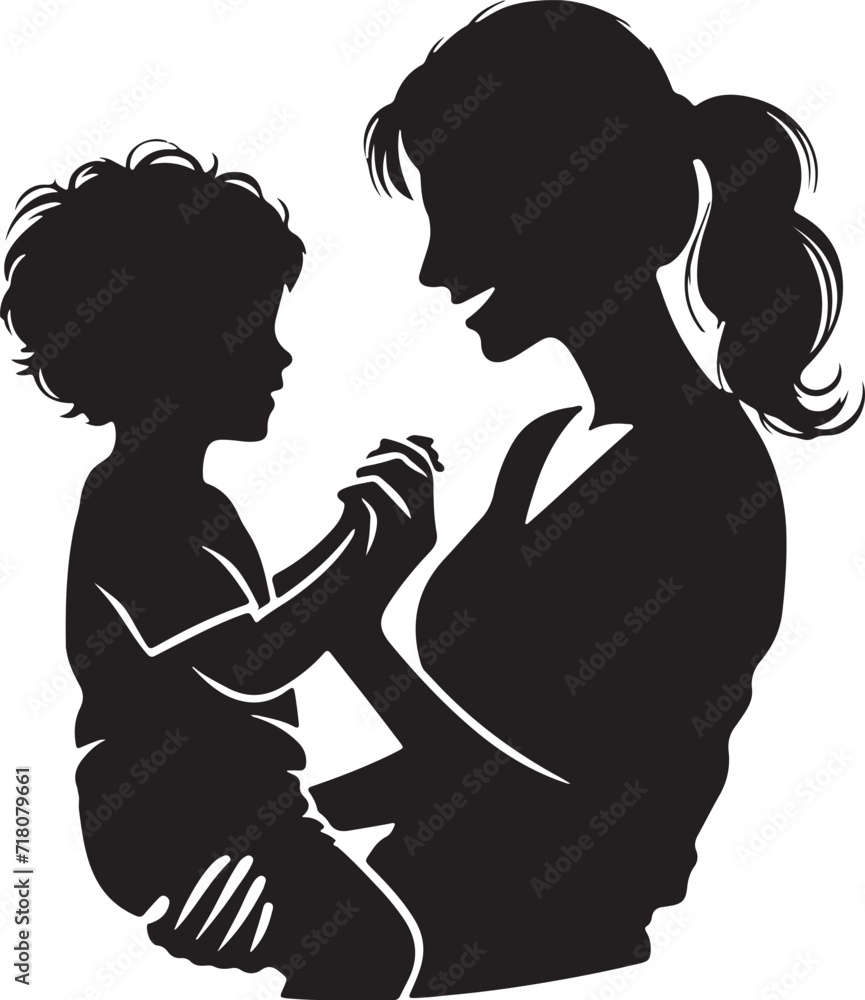 silhouette of a mother and child illustration silhouette of a mother and child illustration
