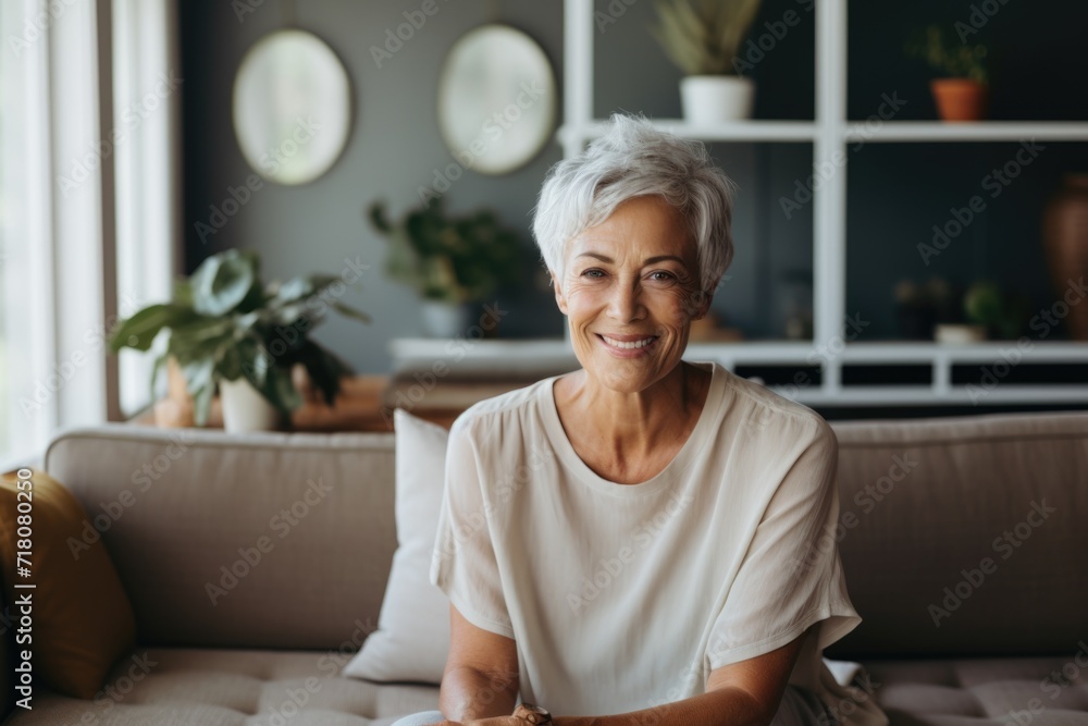 Portrait of a senior woman smiling at home Portrait of a senior woman smiling at home