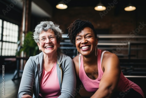 Portrait of active senior women in gym