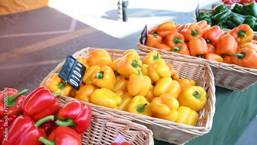 At the agriculture festival in the United Arab Emirates, locally grown bell peppers are showcased and offered for sale photo