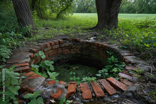 Old filled up brick well