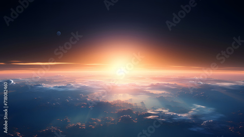 sunrise view from space, horizon, beautiful view © MyBackground