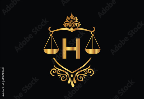 Low firm logo with latter H vector template, Justice logo, Equality, judgement logo vector illustration