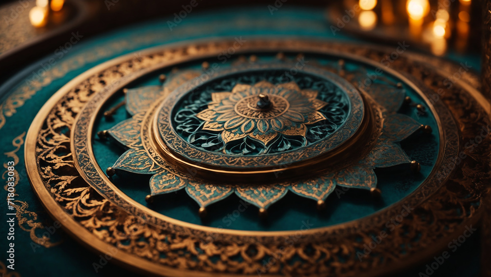 islamic ornament, mandala element for celebrating eid ul fitre in mosque background
